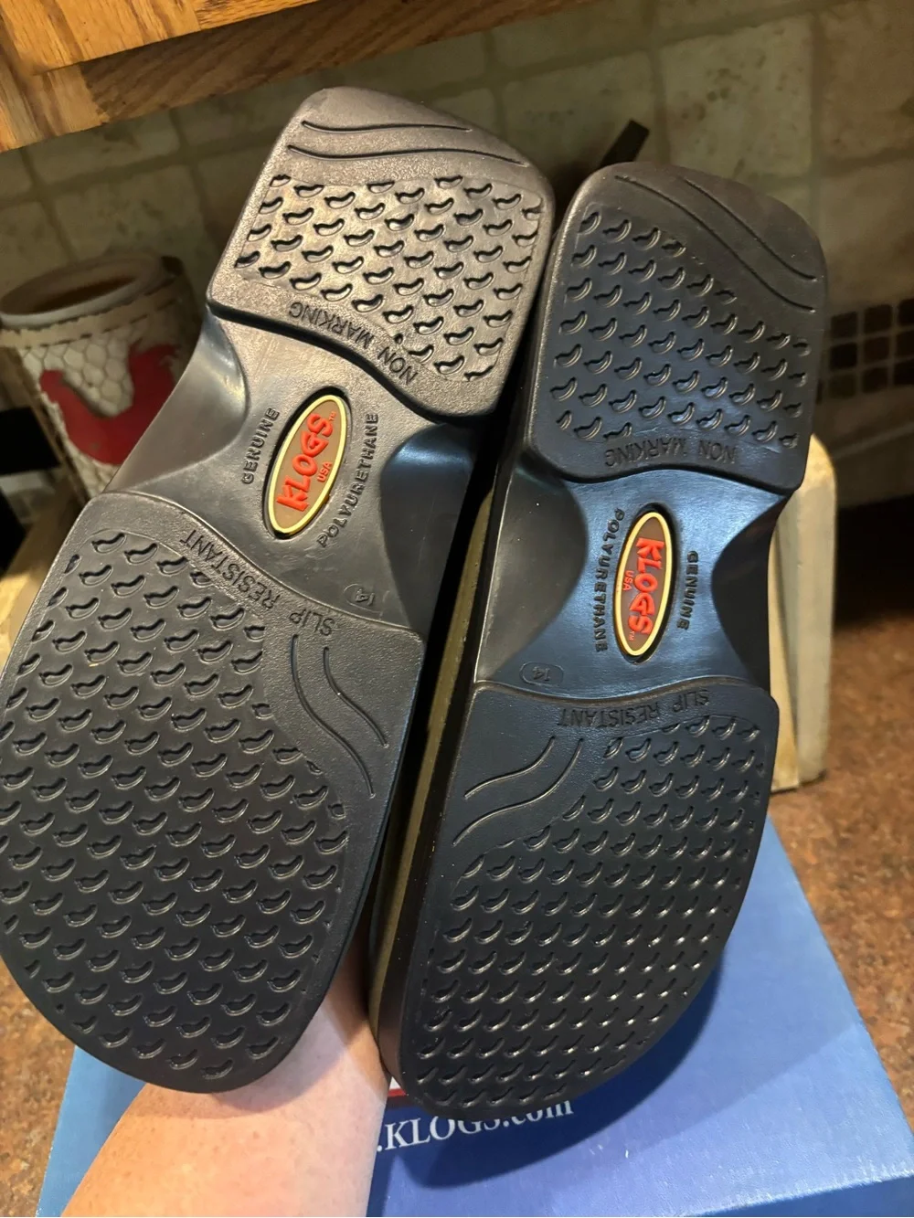 Klogs Men's Slip-On Clog in Olive/Tan with Black Sole